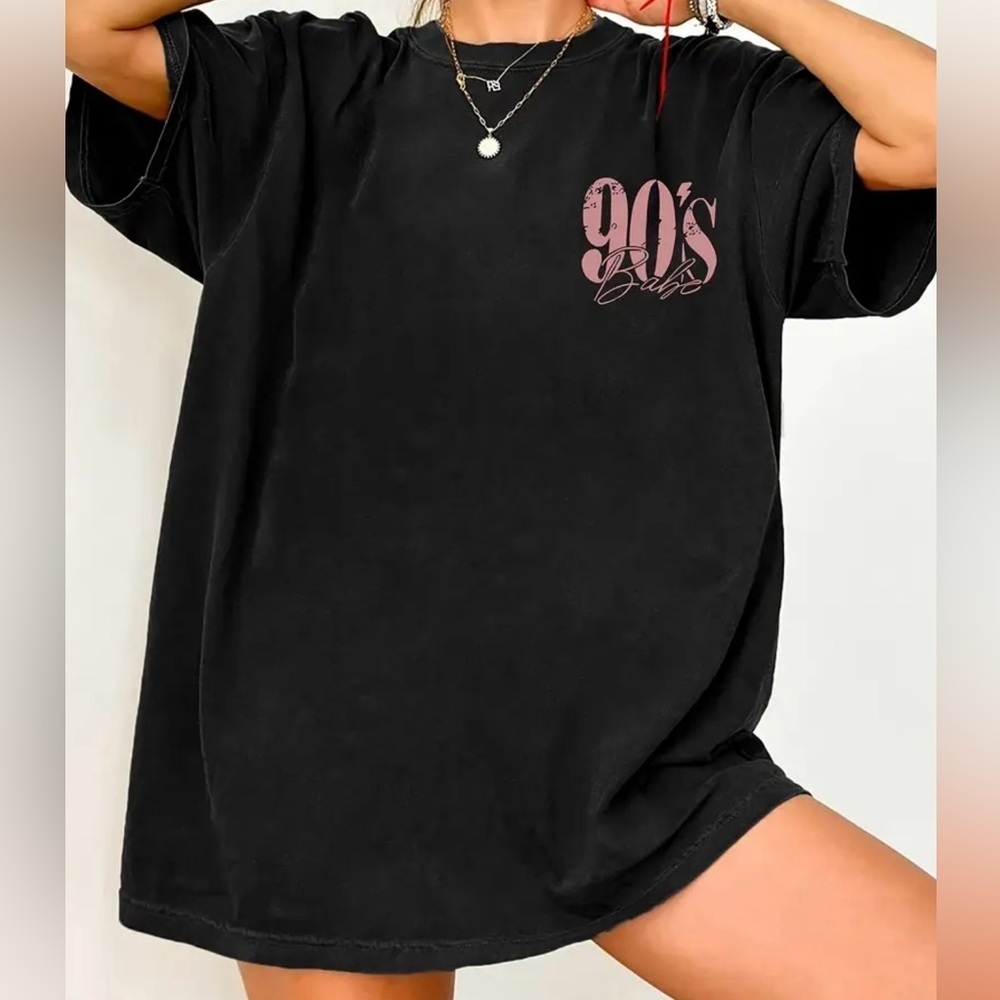 Women's Black 90s Babe Retro Short Sleeve Graphic T-Shirt - Size XL - NEW - Picture 7 of 7